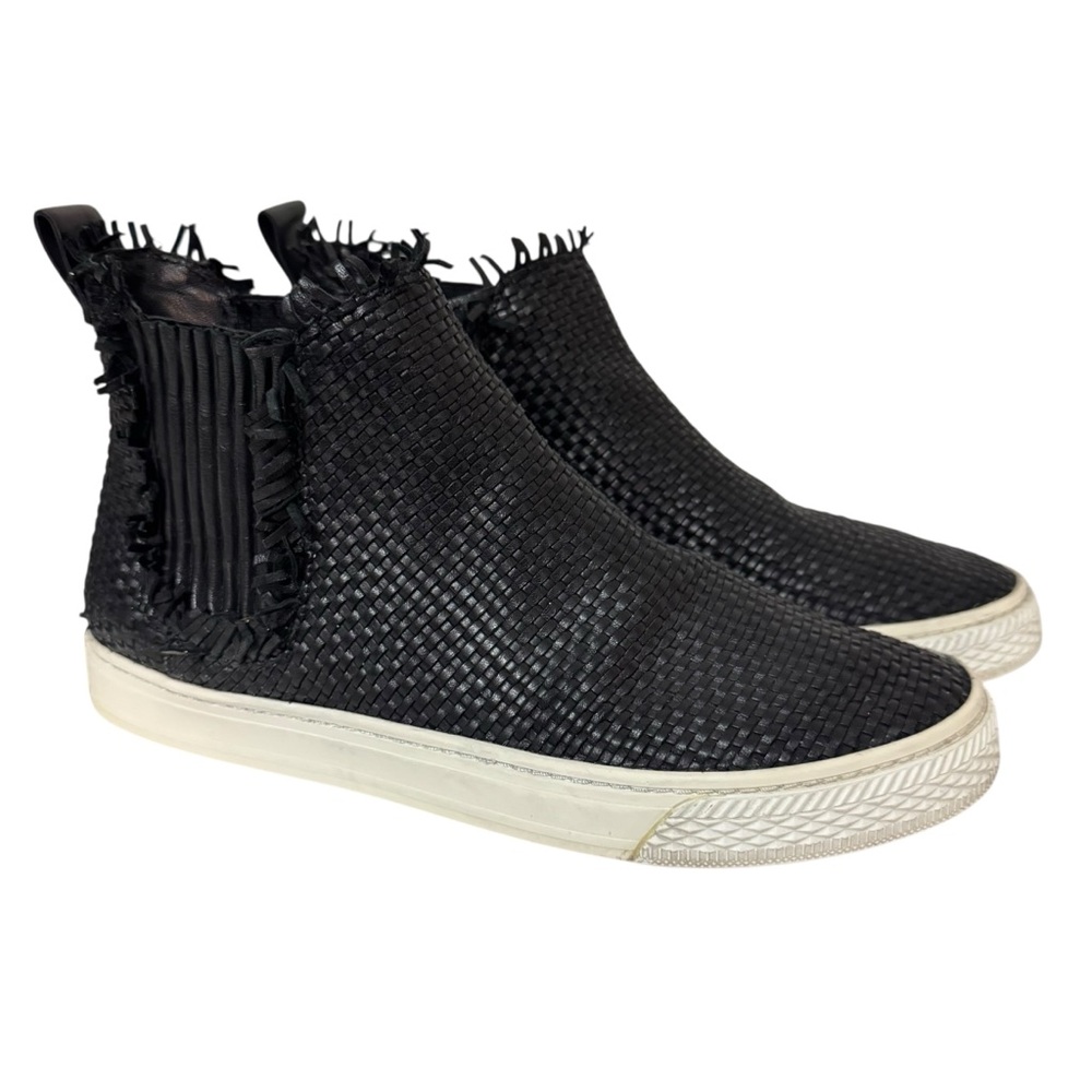 Loeffler Randall Leather Woven High Top Slip-On Sneakers Booties Grunge Street 8